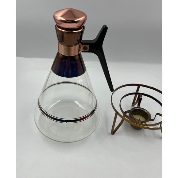 Vintage Inland Carafette Warmer Set Carafe & Warmer Copper 16oz MCM MidCentury - Picture 9 of 9